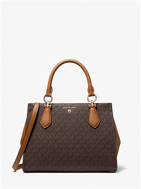 michael michael kors logo marilyn medium satchel|Michael Kors manhattan medium contrast.